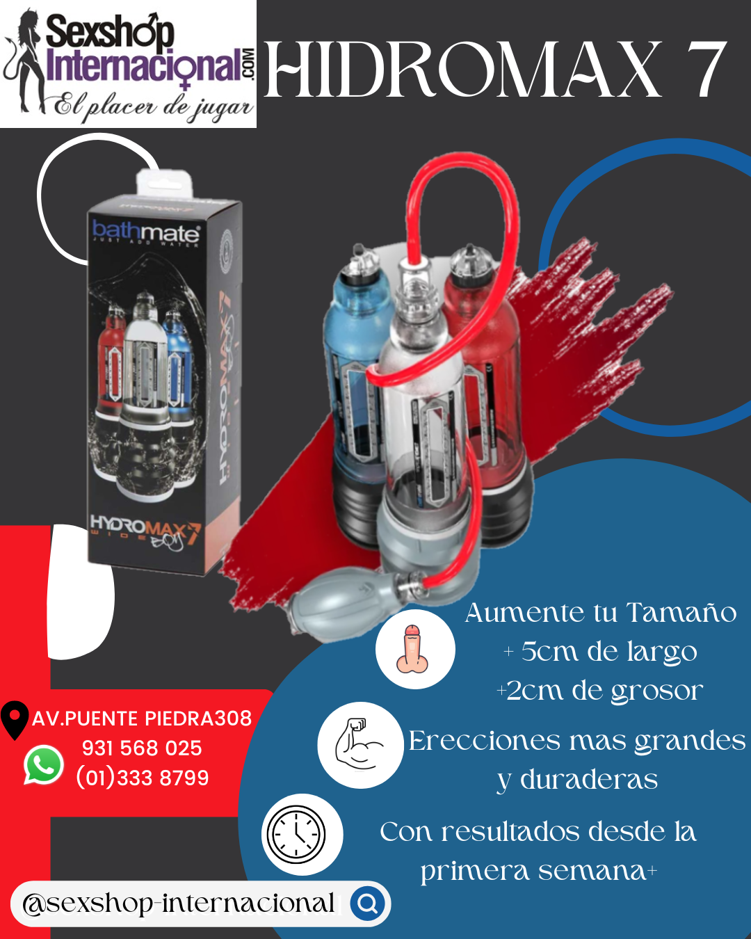 BATHMATE HYDROMAX 7 BOMBA DE AGUA ALARGA Y ENGRUESA TU VIRILIDAD